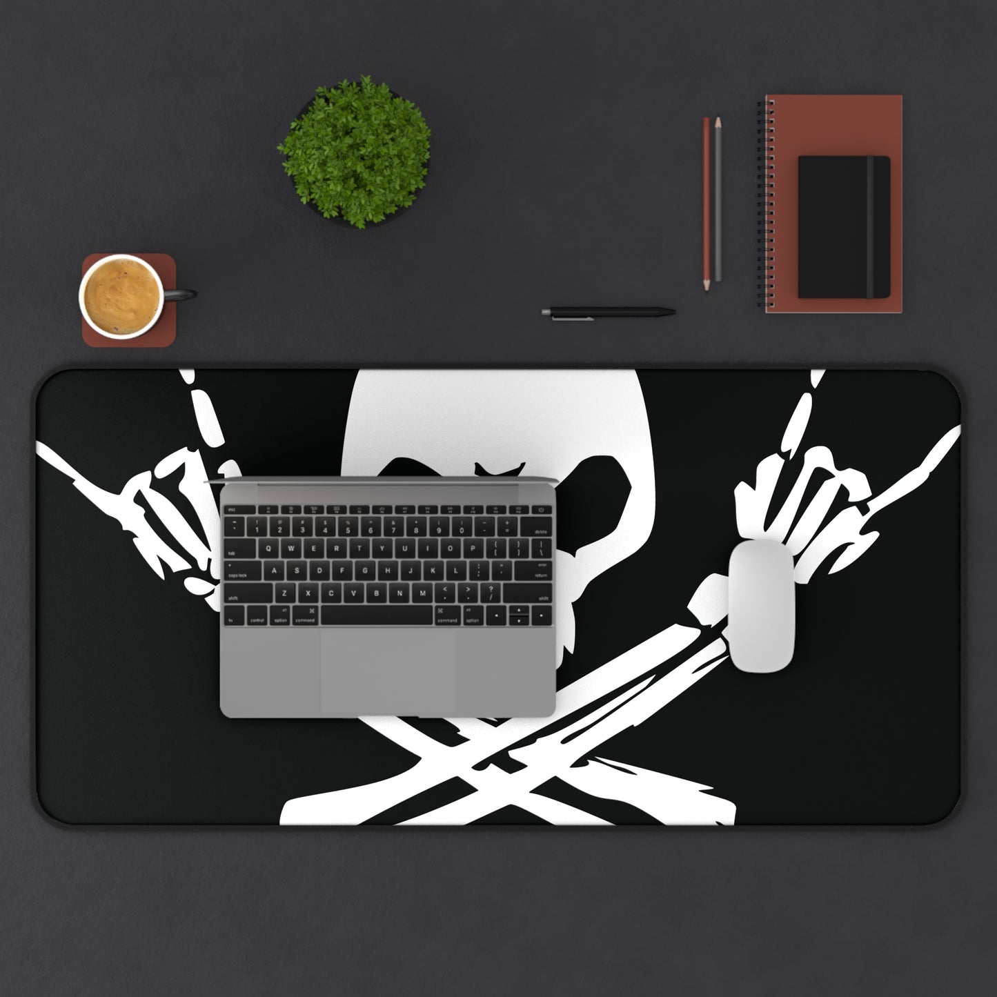 Skull & Crossbones Desk Mat - Black/White