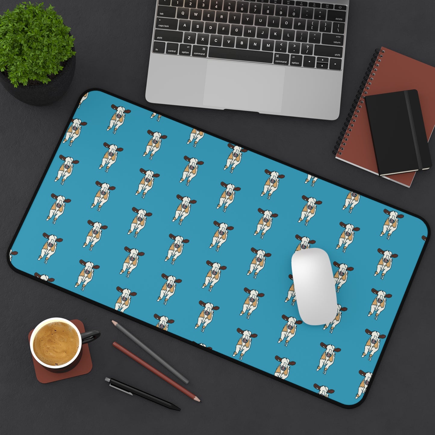 Baby Cow Desk Mat - Turquoise