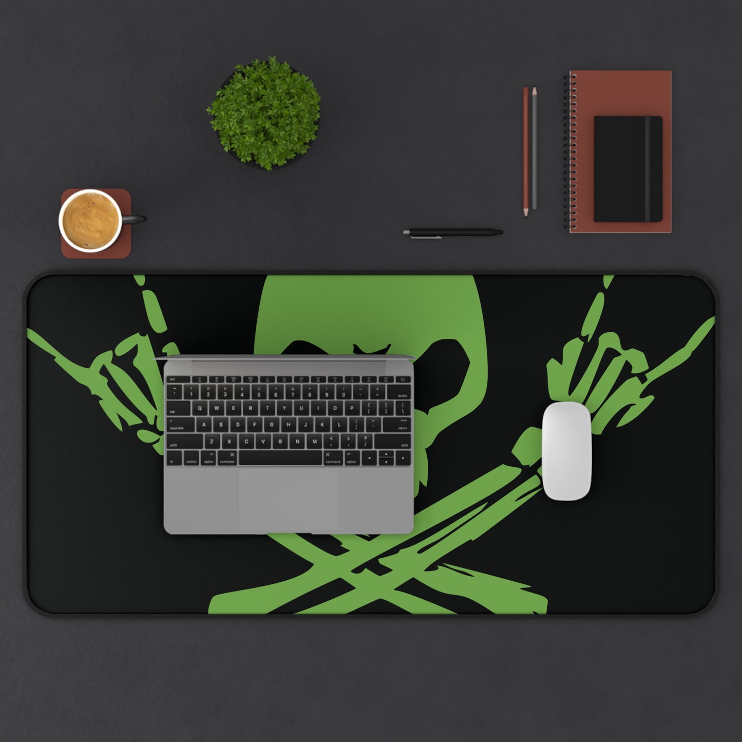 Skull & Crossbones Desk Mat - Black/Green