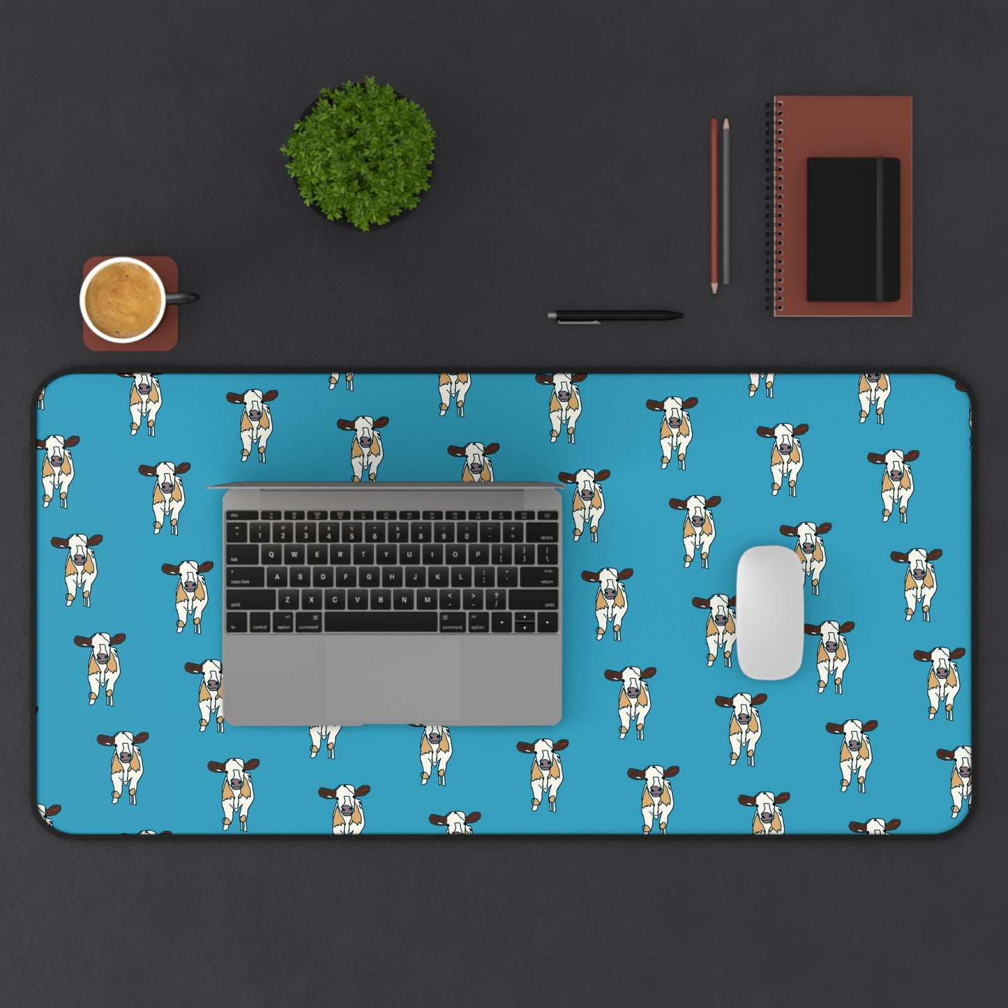 Baby Cow Desk Mat - Turquoise