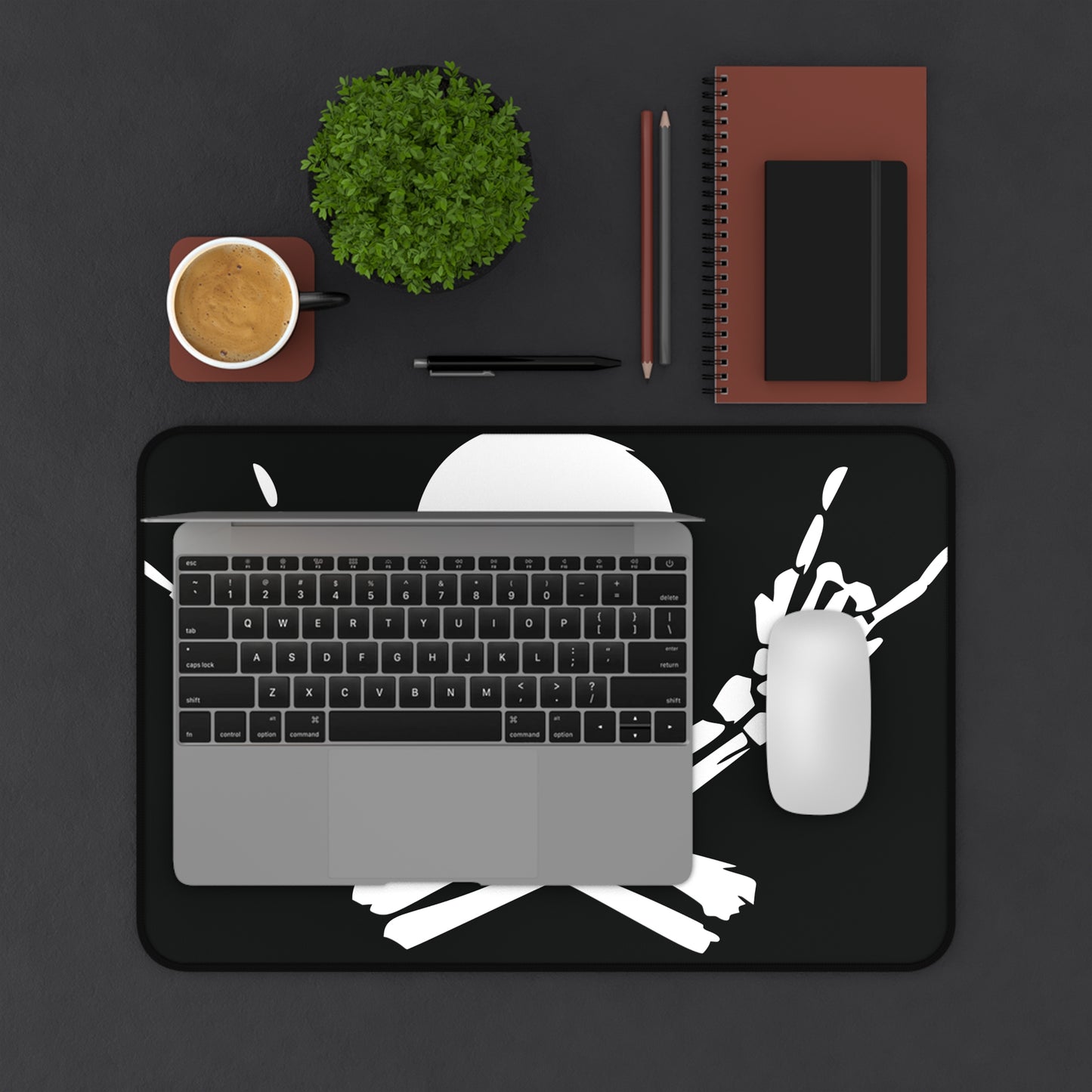 Skull & Crossbones Desk Mat - Black/White