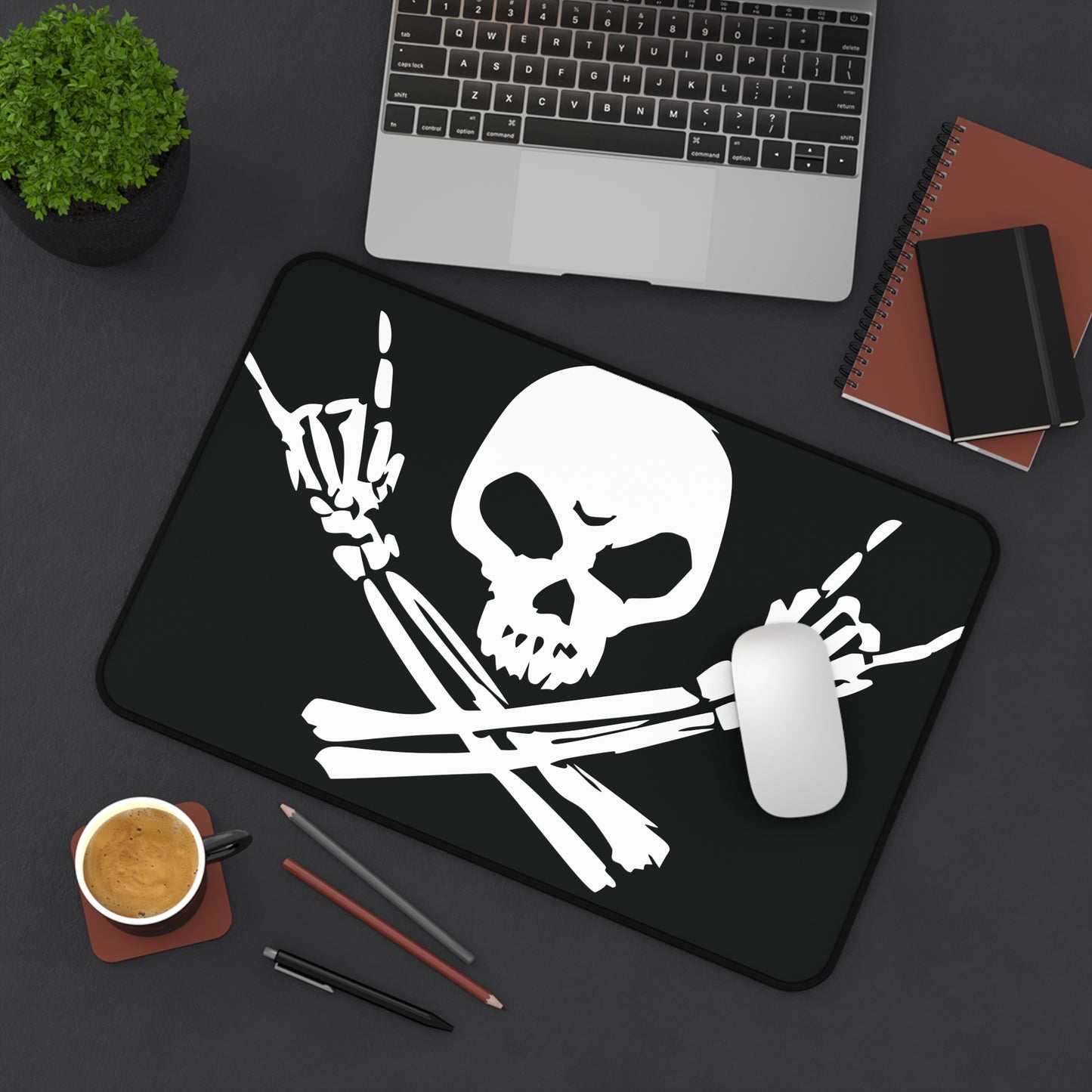 Skull & Crossbones Desk Mat - Black/White