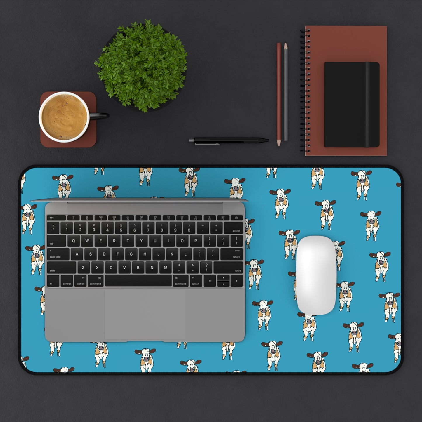 Baby Cow Desk Mat - Turquoise