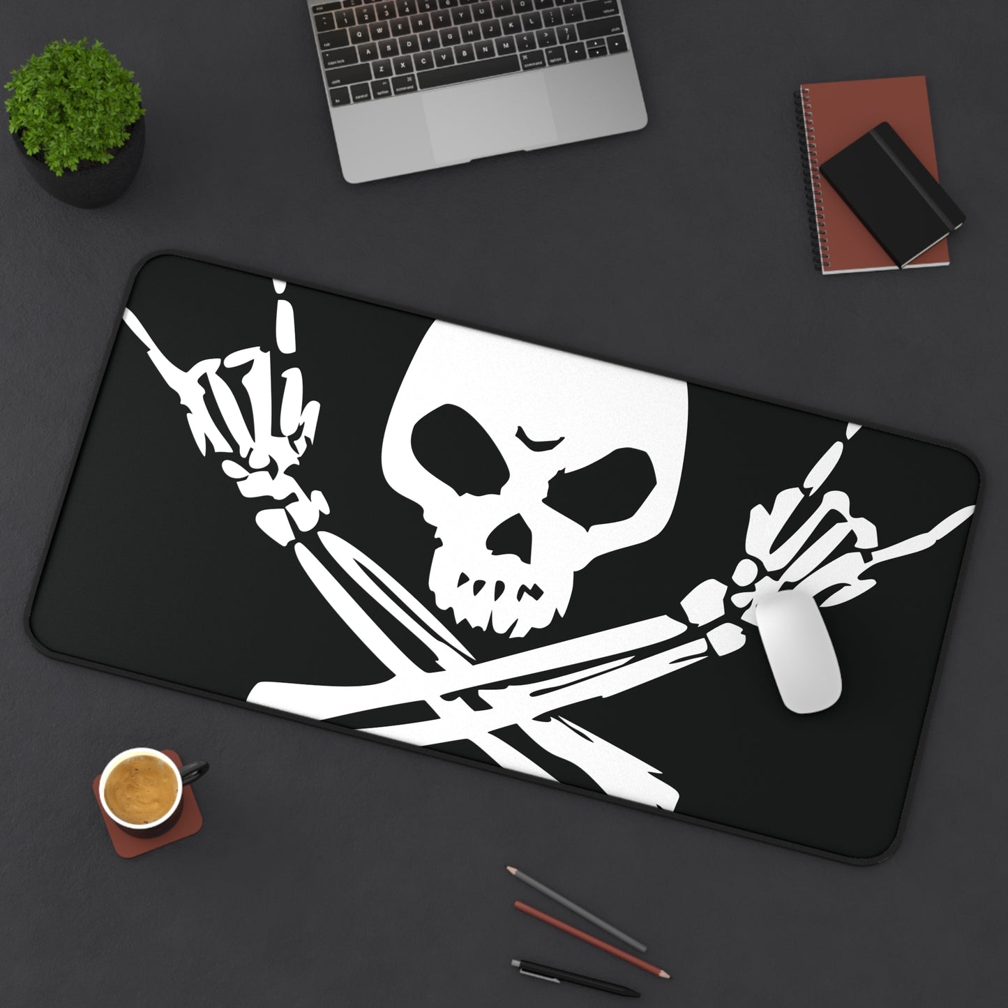 Skull & Crossbones Desk Mat - Black/White