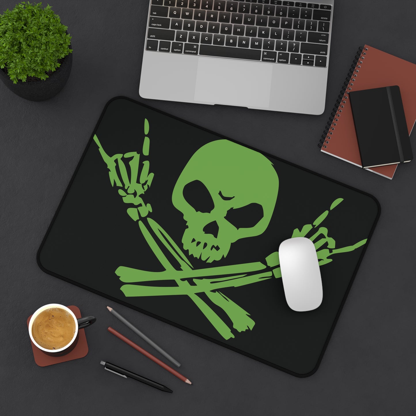 Skull & Crossbones Desk Mat - Black/Green
