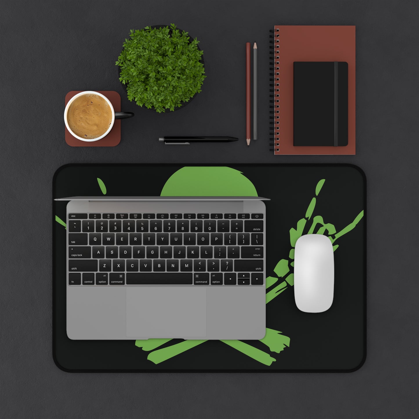 Skull & Crossbones Desk Mat - Black/Green