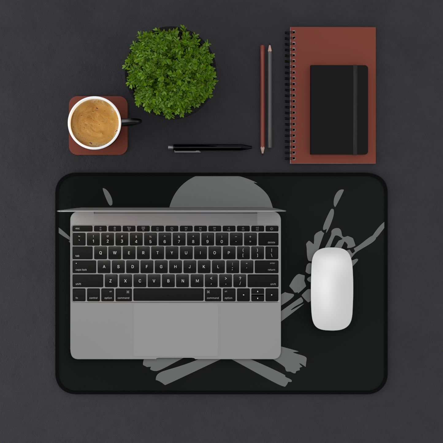 Skull & Crossbones Desk Mat - Black/Grey