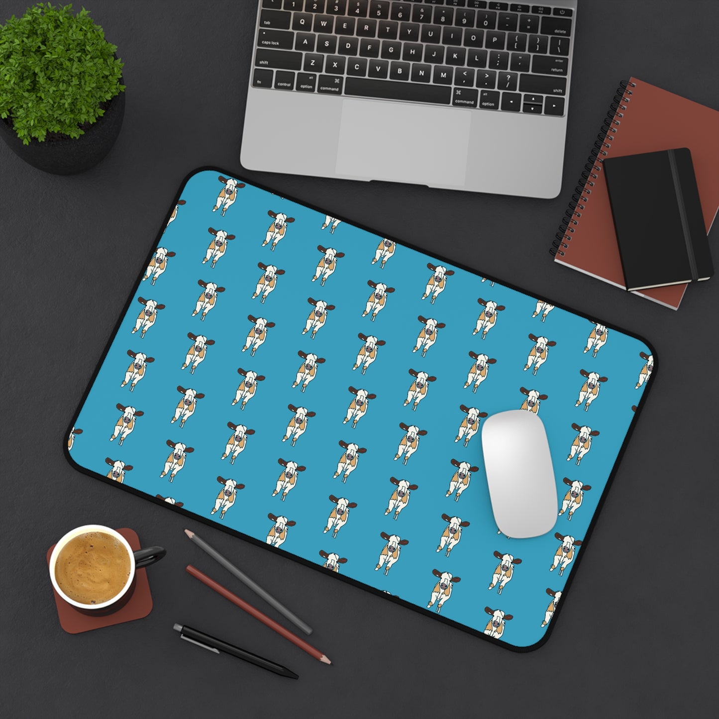 Baby Cow Desk Mat - Turquoise