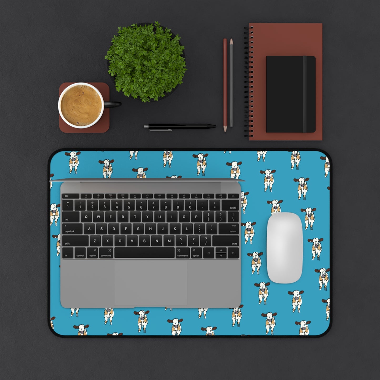 Baby Cow Desk Mat - Turquoise