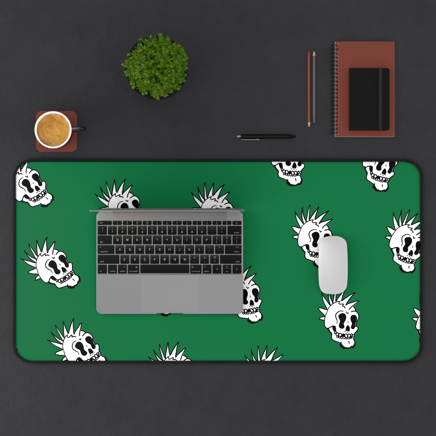 Punk Is Dead Desk Mat - Green - Tiled
