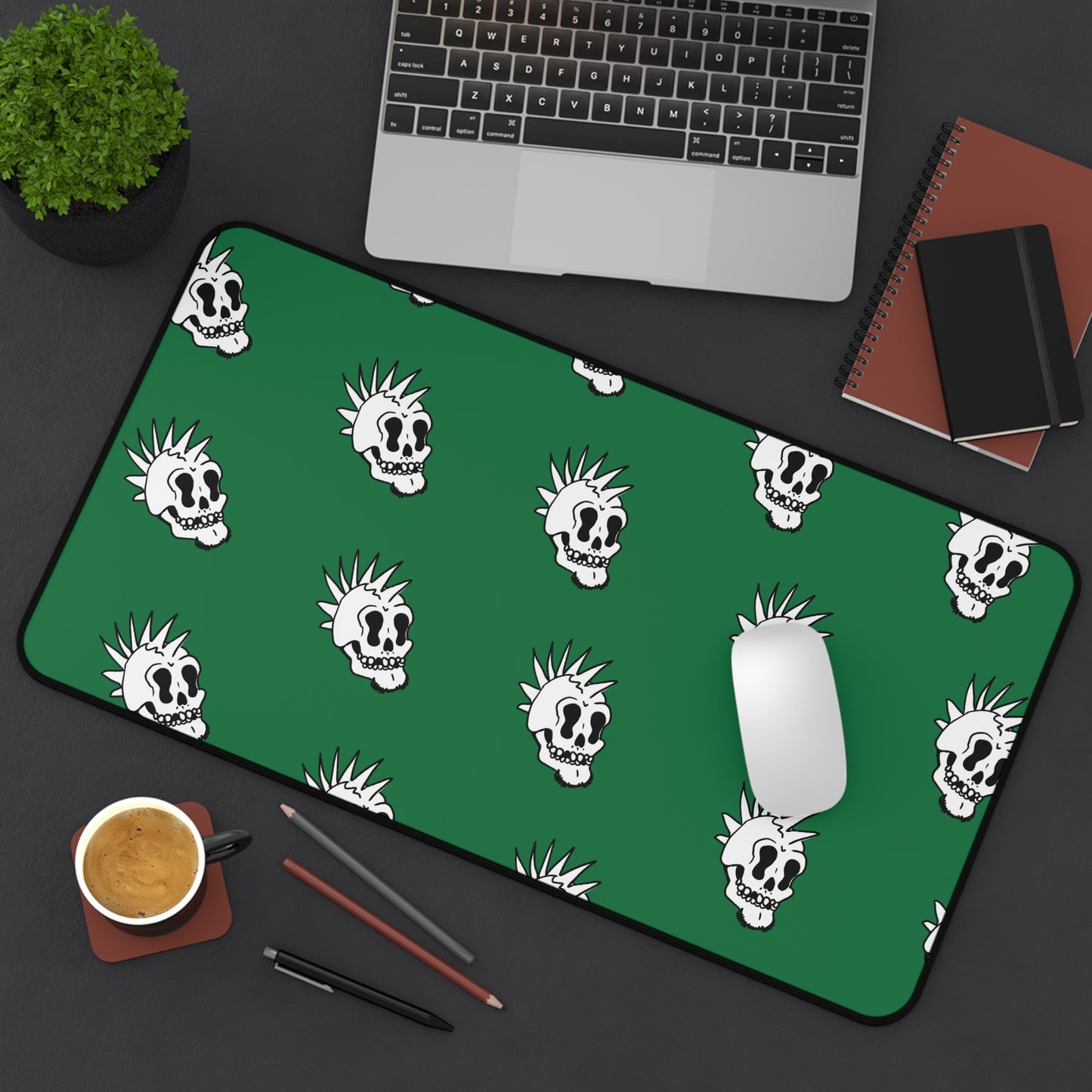 Punk Is Dead Desk Mat - Green - Tiled
