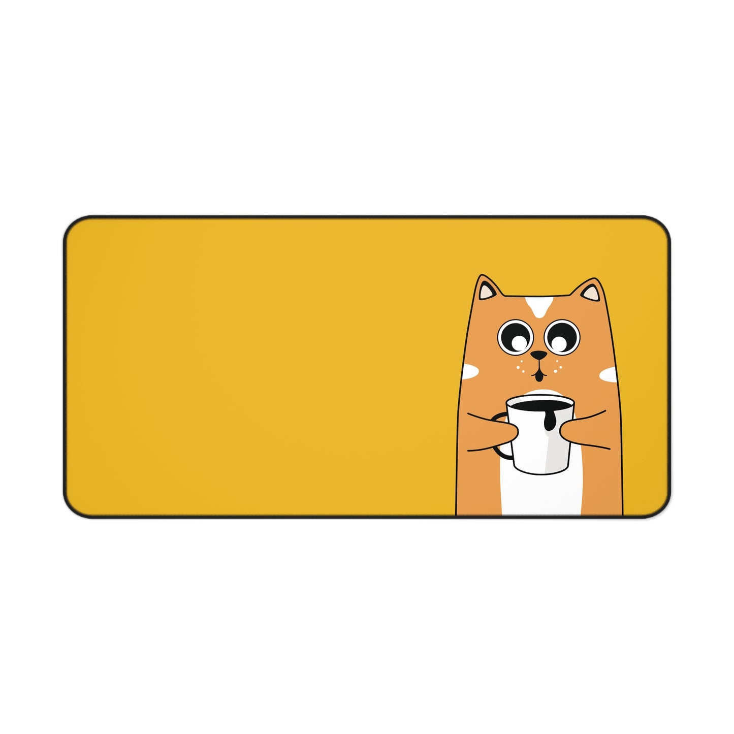 Cute Coffee Cat Desk Mat -Yellow