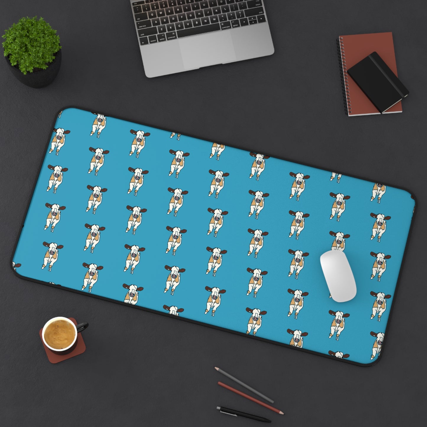 Baby Cow Desk Mat - Turquoise