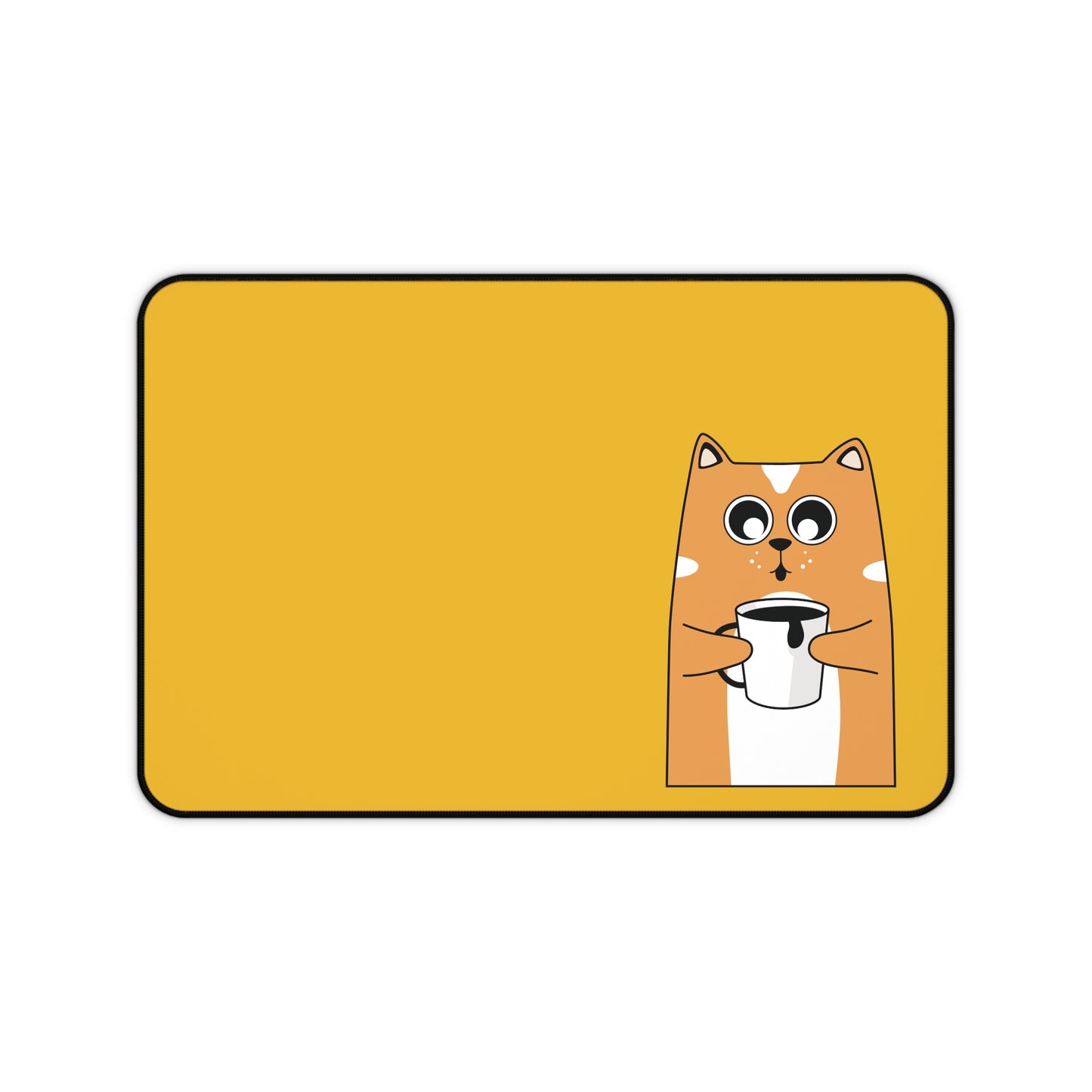 Cute Coffee Cat Desk Mat -Yellow