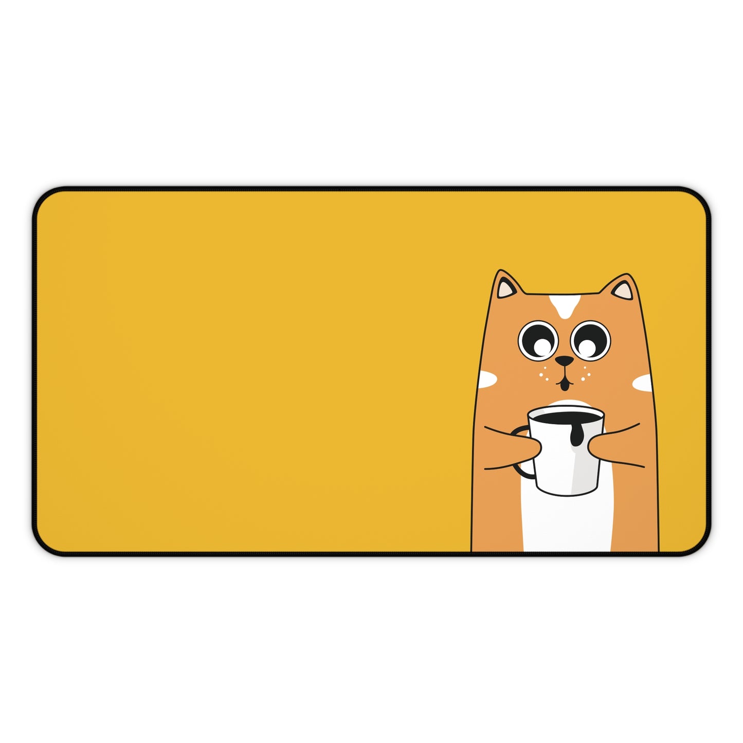 Cute Coffee Cat Desk Mat -Yellow
