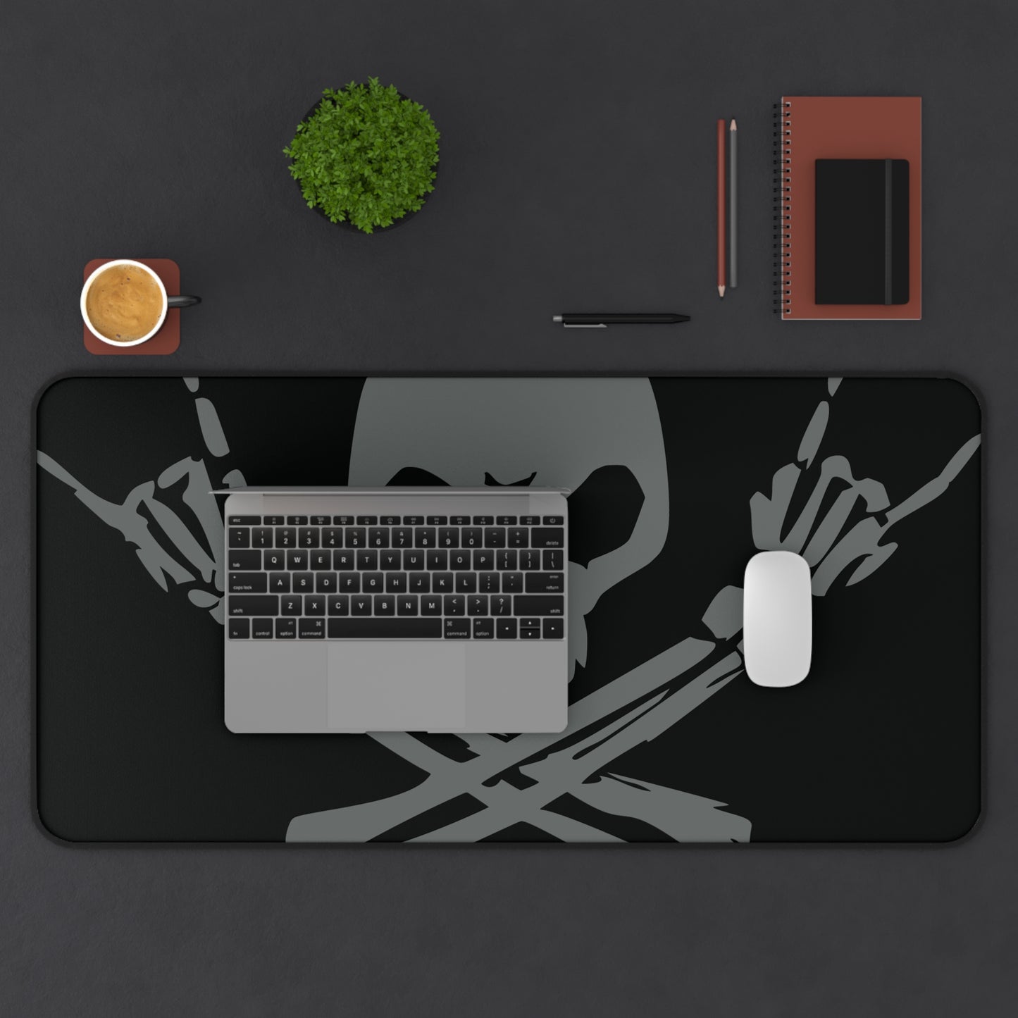 Skull & Crossbones Desk Mat - Black/Grey