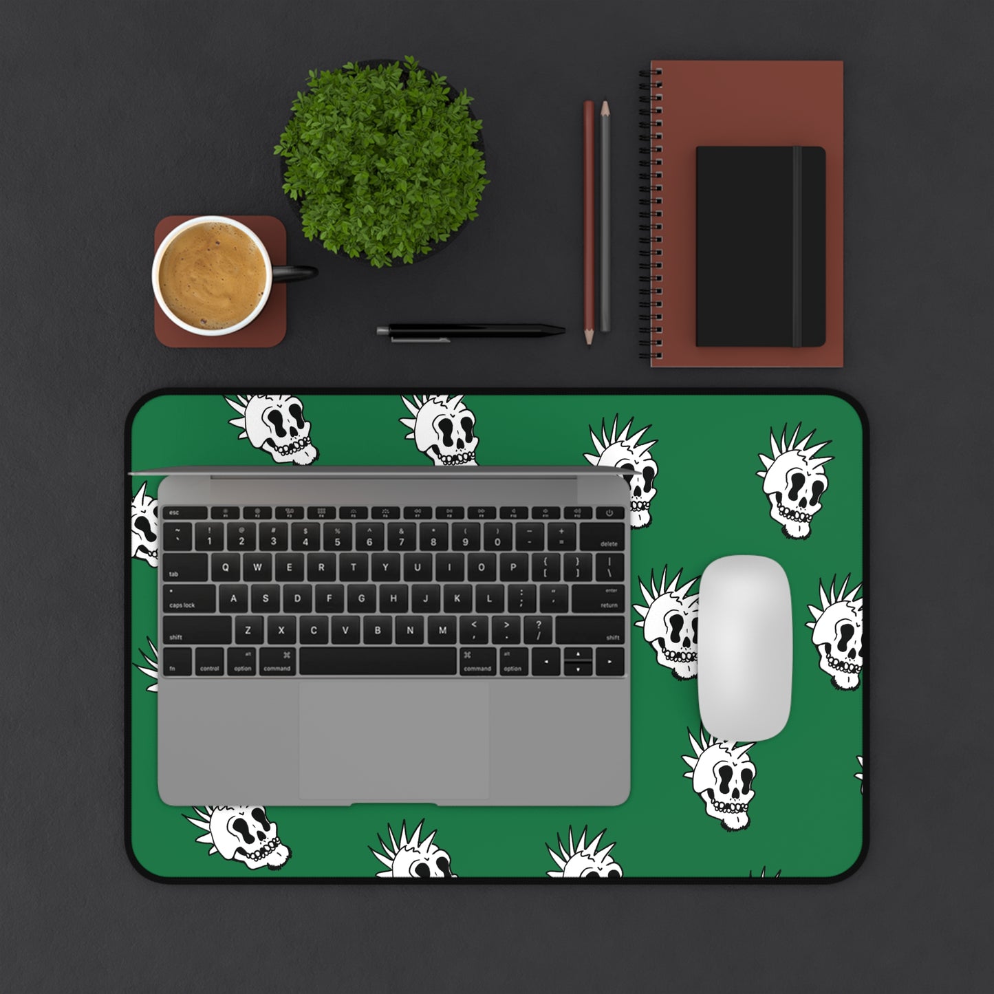 Punk Is Dead Desk Mat - Green - Tiled