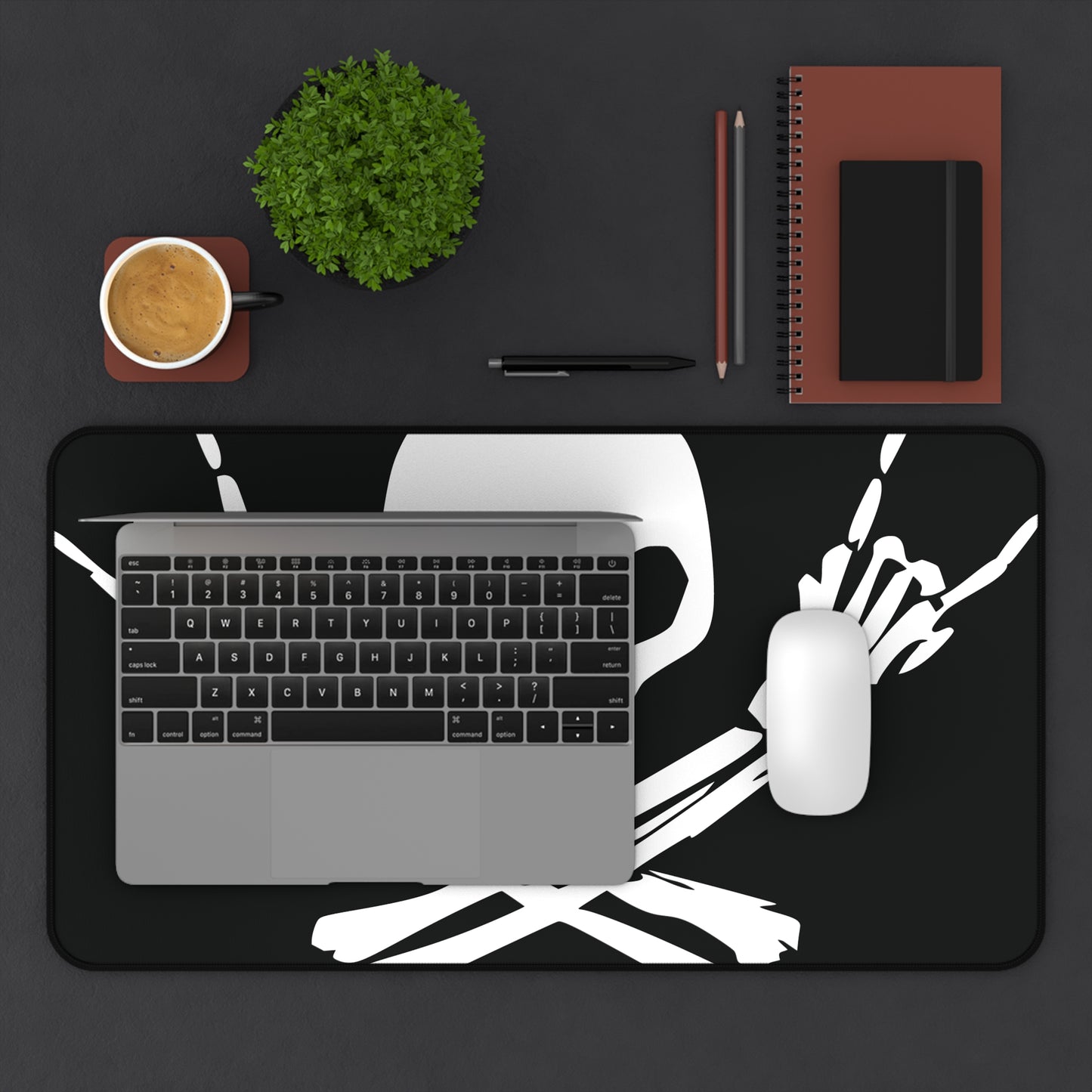 Skull & Crossbones Desk Mat - Black/White