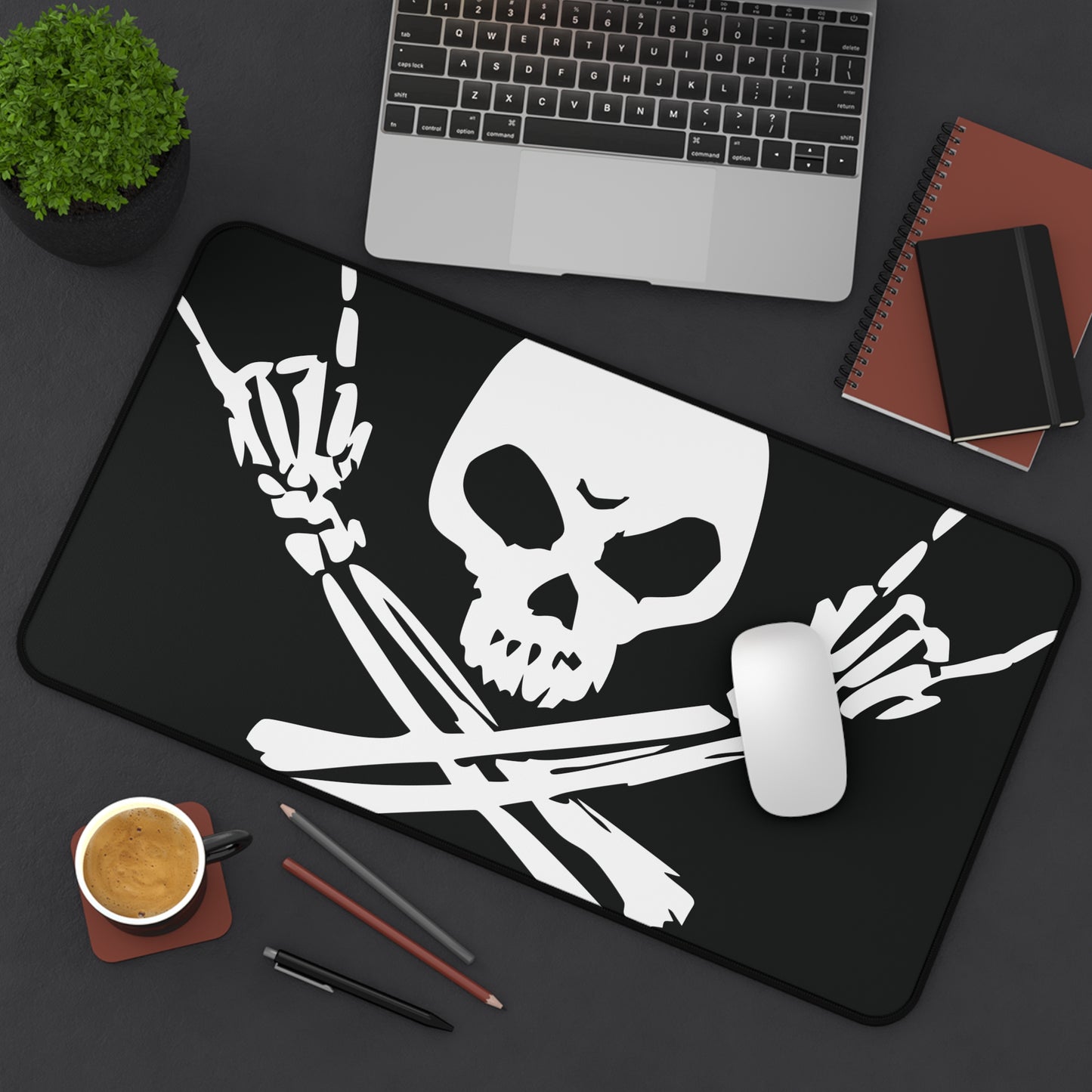 Skull & Crossbones Desk Mat - Black/White