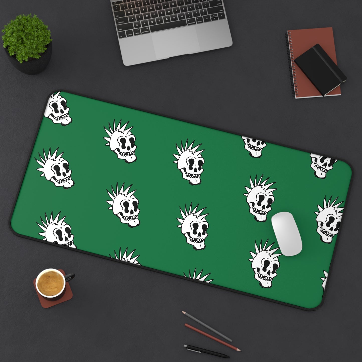 Punk Is Dead Desk Mat - Green - Tiled